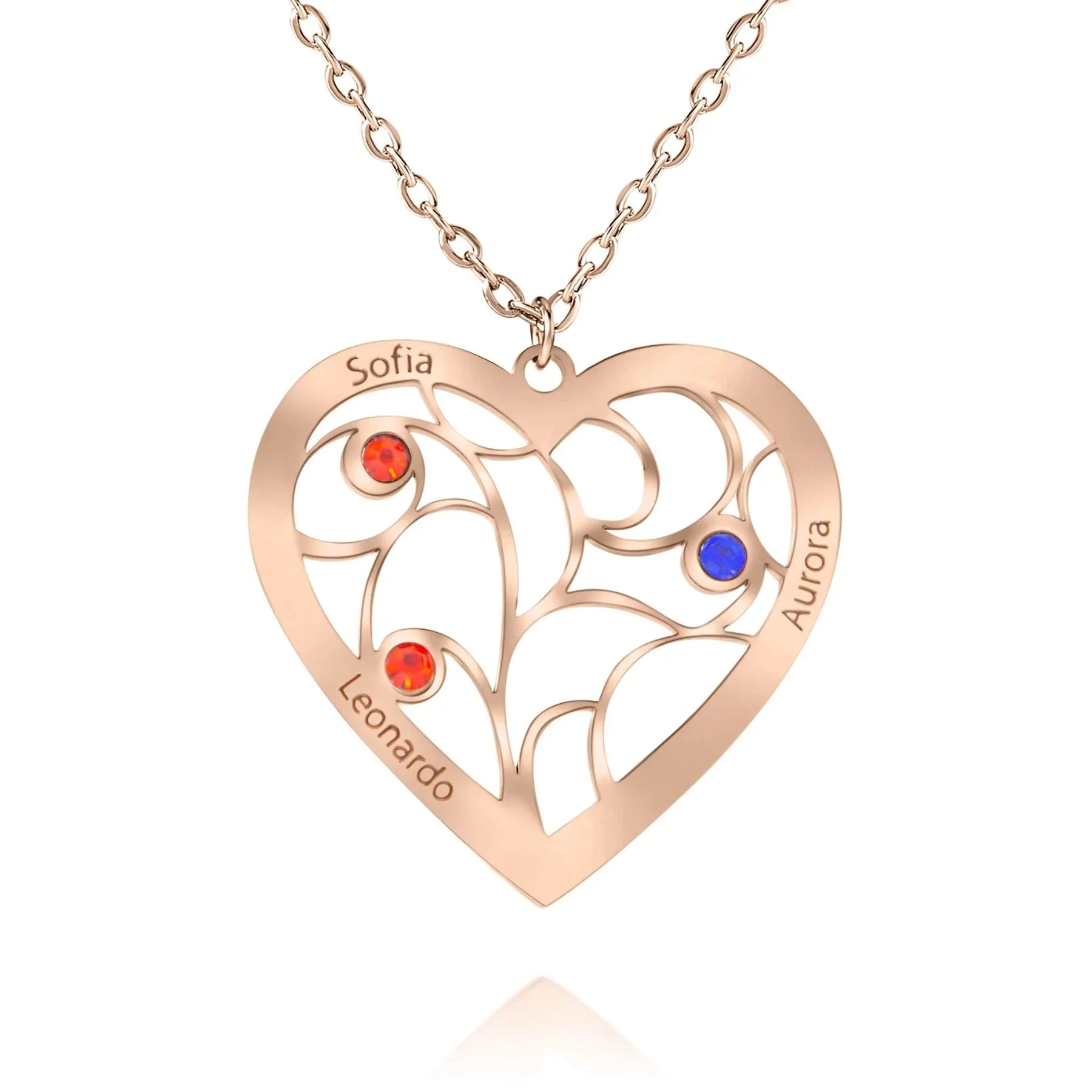 Collier cœur avec pierre de naissance