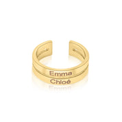 Bague ouverte à deux prénoms