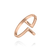 Bague verticale simple à deux prénoms