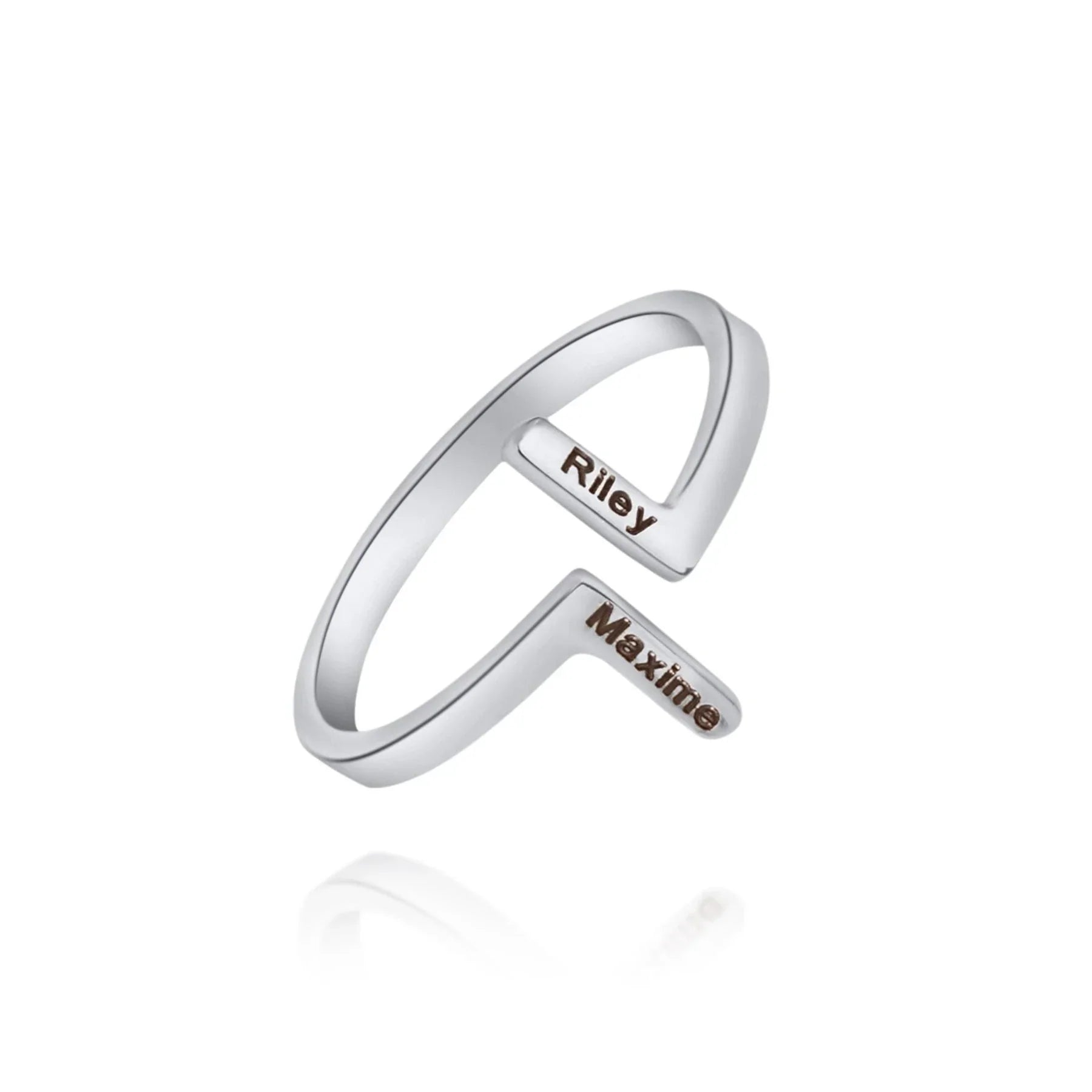 Bague verticale simple à deux prénoms